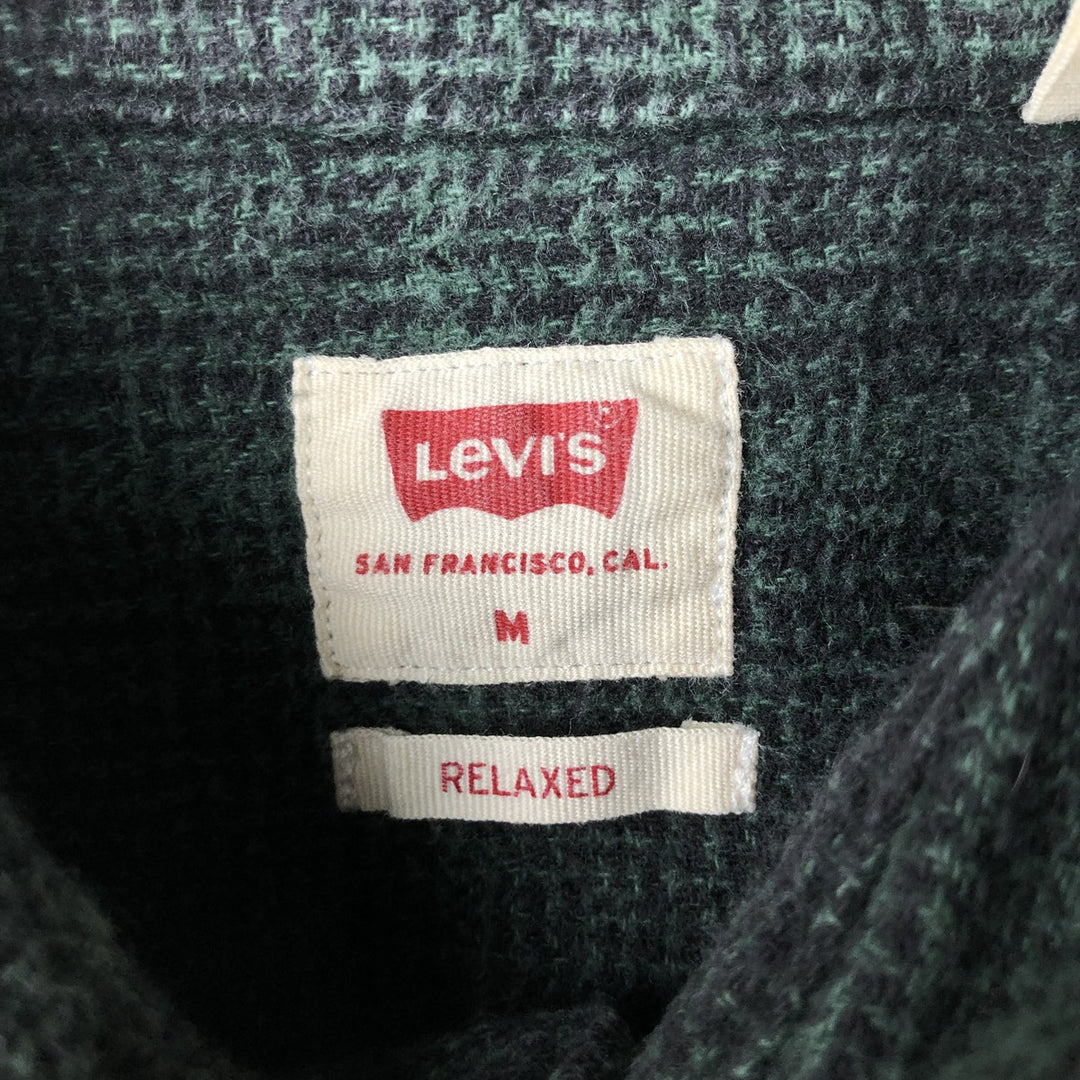 Levi's Relaxed Ombre Check Long Sleeve Light Flannel Check Shirt, Men's Size Medium unclear black type Vintage Second Hand