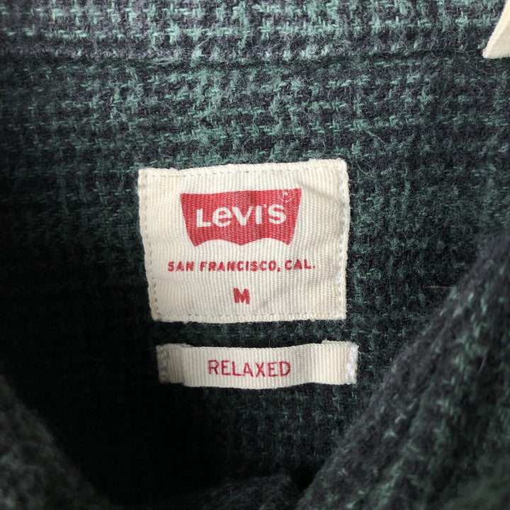 Levi's Relaxed Ombre Check Long Sleeve Light Flannel Check Shirt, Men's Size Medium unclear black type Vintage Second Hand