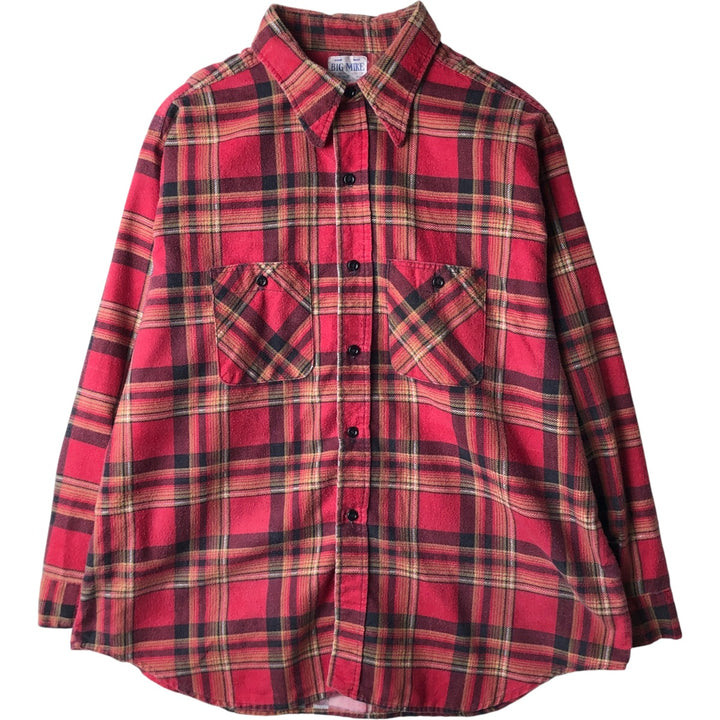 Vintage 70s-80'S Big Mike long-sleeved printed flannel check shirt, men's size XL cotton red type Vintage Second Hand