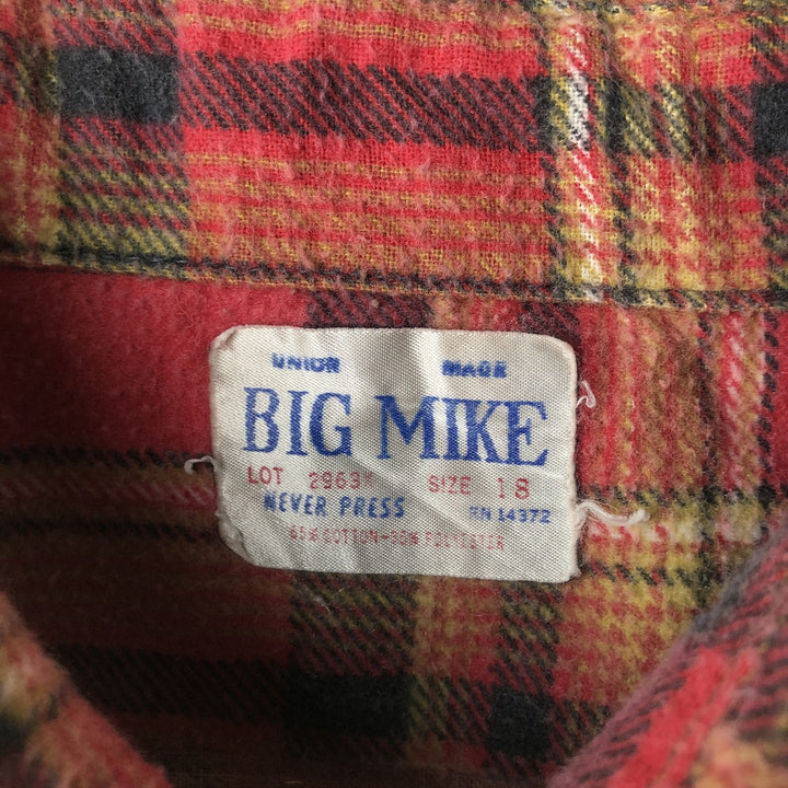 Vintage 70s-80'S Big Mike long-sleeved printed flannel check shirt, men's size XL cotton red type Vintage Second Hand
