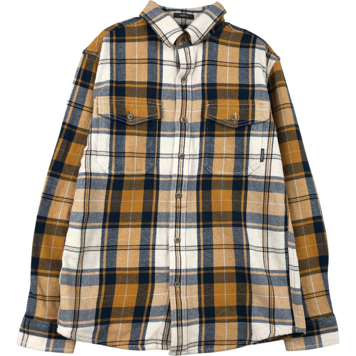Eddie Bauer Classic Fit Long Sleeve Flannel Check Shirt, Men's Size Small cotton yellow type Vintage Second Hand