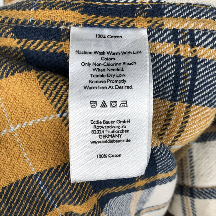 Eddie Bauer Classic Fit Long Sleeve Flannel Check Shirt, Men's Size Small cotton yellow type Vintage Second Hand