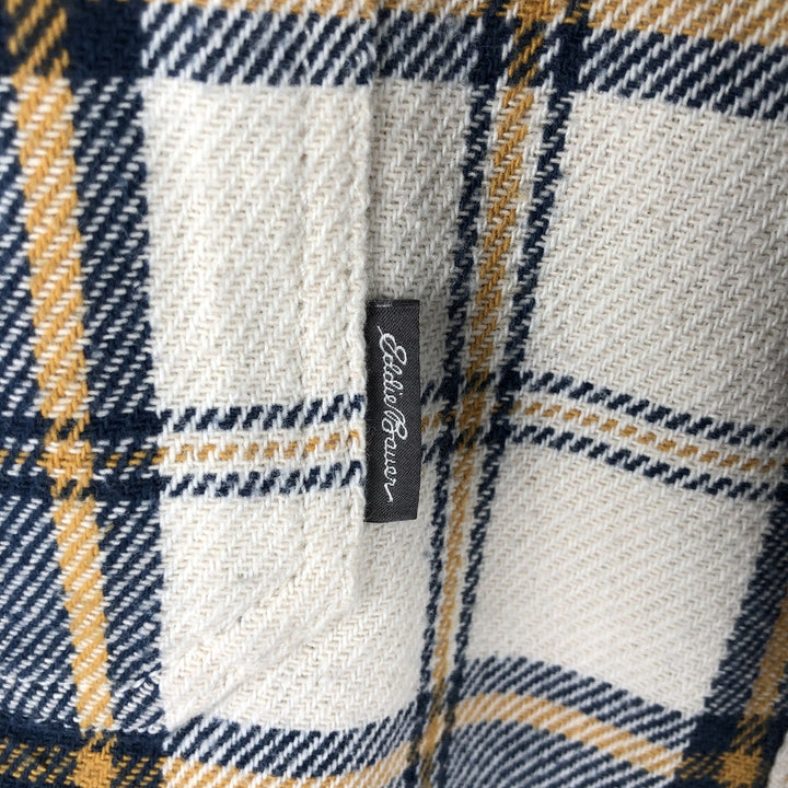 Eddie Bauer Classic Fit Long Sleeve Flannel Check Shirt, Men's Size Small cotton yellow type Vintage Second Hand