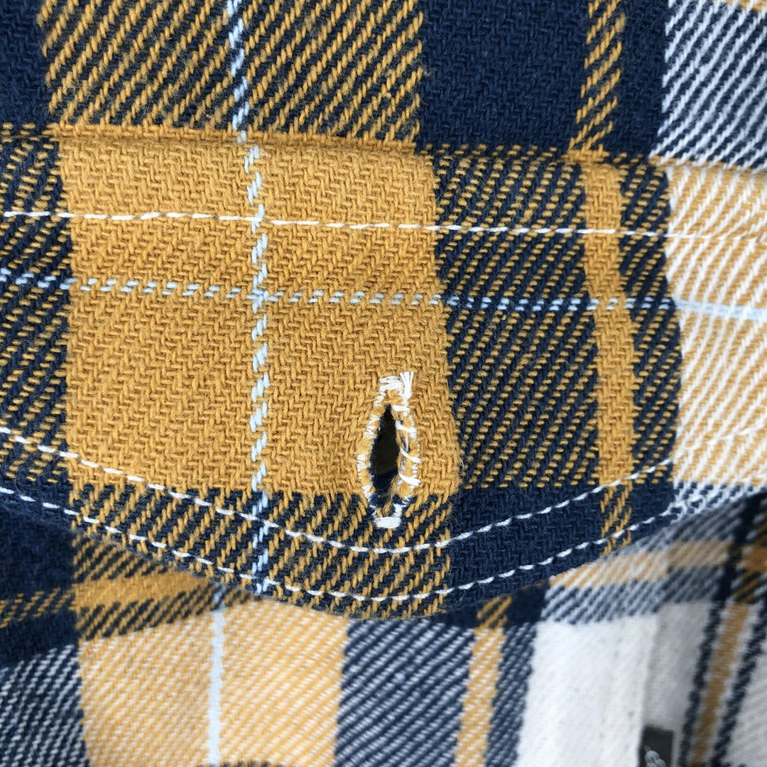 Eddie Bauer Classic Fit Long Sleeve Flannel Check Shirt, Men's Size Small cotton yellow type Vintage Second Hand