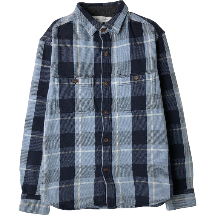 Old Navy Regular Fit Long Sleeve Flannel Check Shirt, Men's Size Medium cotton Blue type light blue Vintage Second Hand