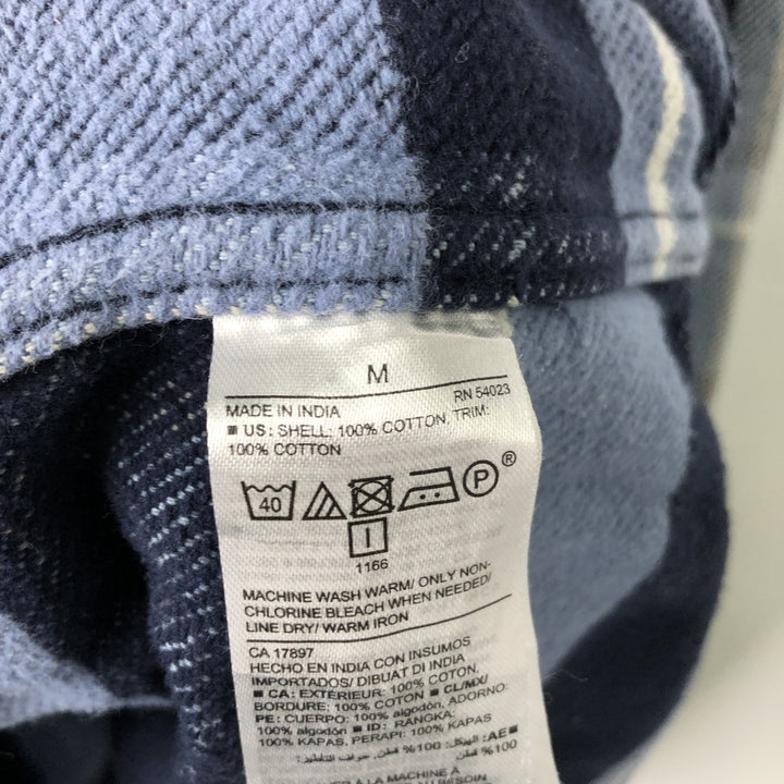 Old Navy Regular Fit Long Sleeve Flannel Check Shirt, Men's Size Medium cotton Blue type light blue Vintage Second Hand