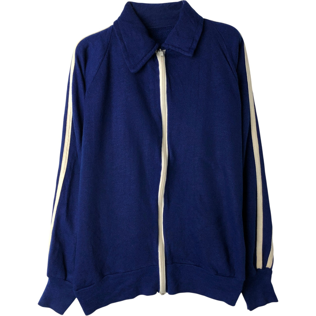 80'S - Collared Full-Zip Sweatshirt, Made in USA, Men's Size M unclear blue type Vintage Second Hand