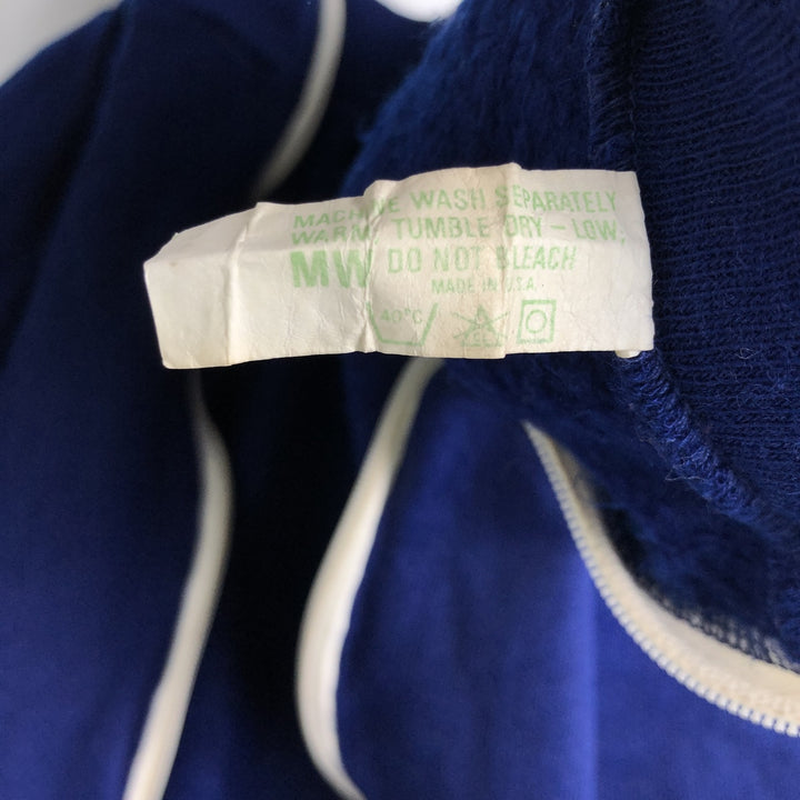 80'S - Collared Full-Zip Sweatshirt, Made in USA, Men's Size M unclear blue type Vintage Second Hand