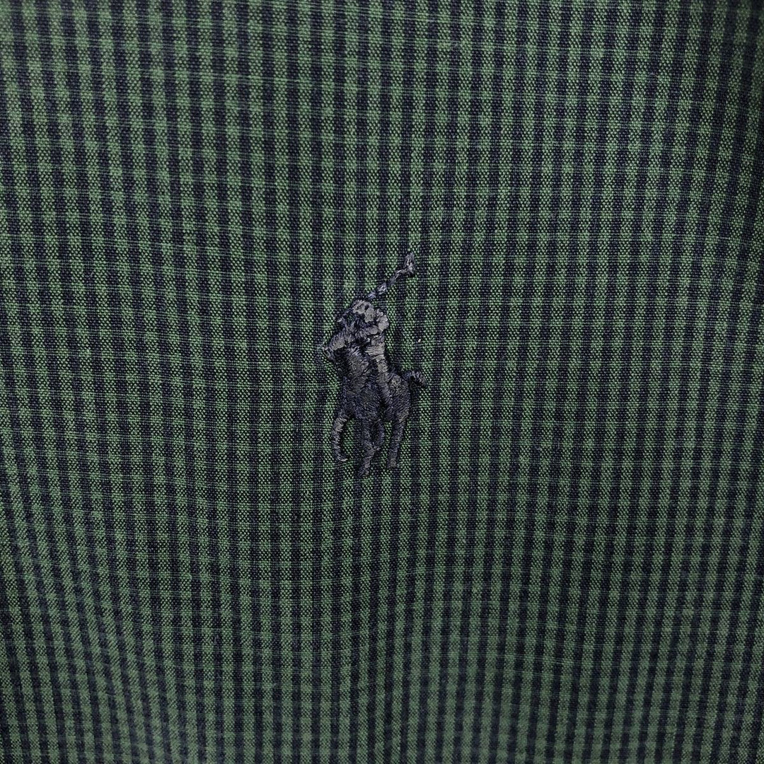 Ralph Lauren MARLOWE gingham check long-sleeve button-down check shirt, men's size XL cotton green type Vintage Second Hand