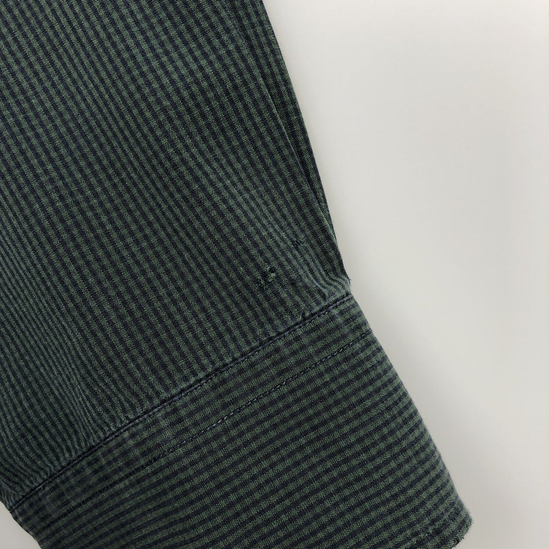Ralph Lauren MARLOWE gingham check long-sleeve button-down check shirt, men's size XL cotton green type Vintage Second Hand