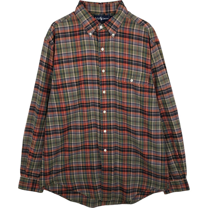 Ralph Lauren long sleeve button down check shirt, men's XL size cotton brown type Vintage Second Hand