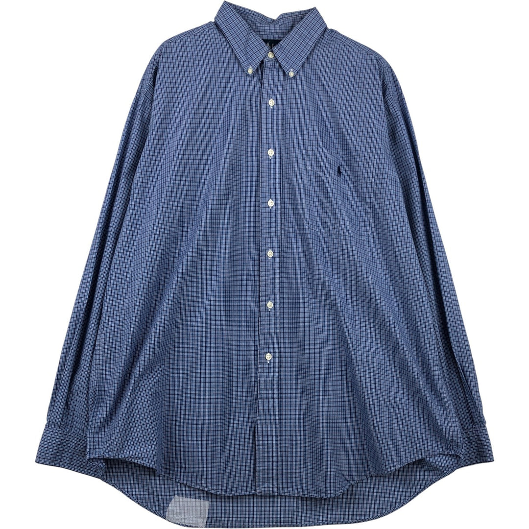 Ralph Lauren BLAKE long sleeve button down check shirt, men's XL size cotton blue type Vintage Second Hand