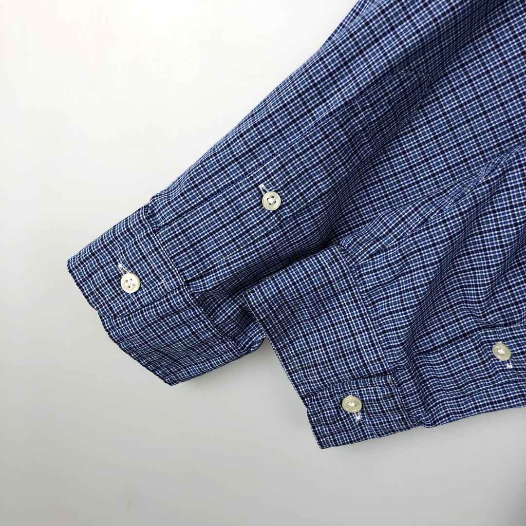 Ralph Lauren BLAKE long sleeve button down check shirt, men's XL size cotton blue type Vintage Second Hand