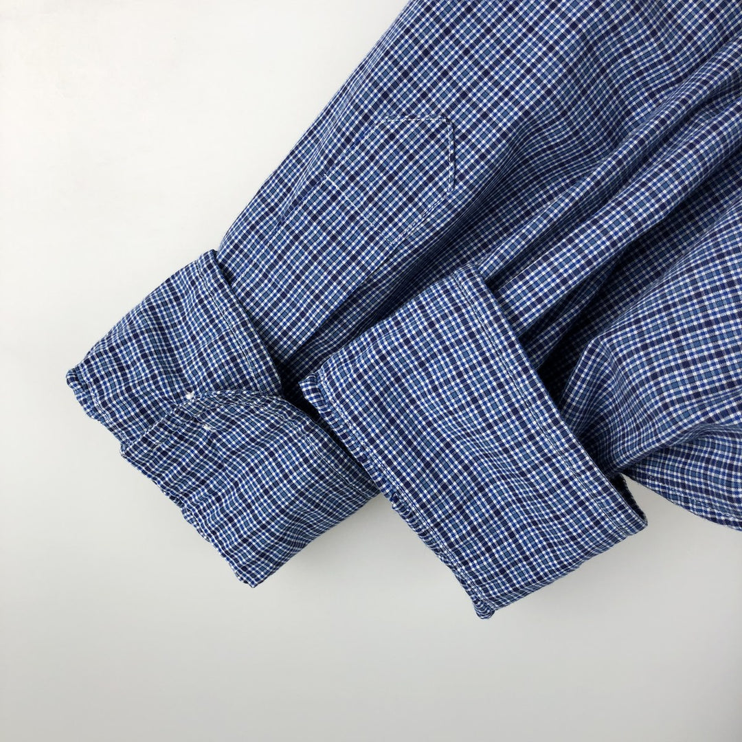 Ralph Lauren BLAKE long sleeve button down check shirt, men's XL size cotton blue type Vintage Second Hand