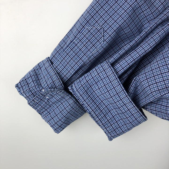 Ralph Lauren BLAKE long sleeve button down check shirt, men's XL size cotton blue type Vintage Second Hand