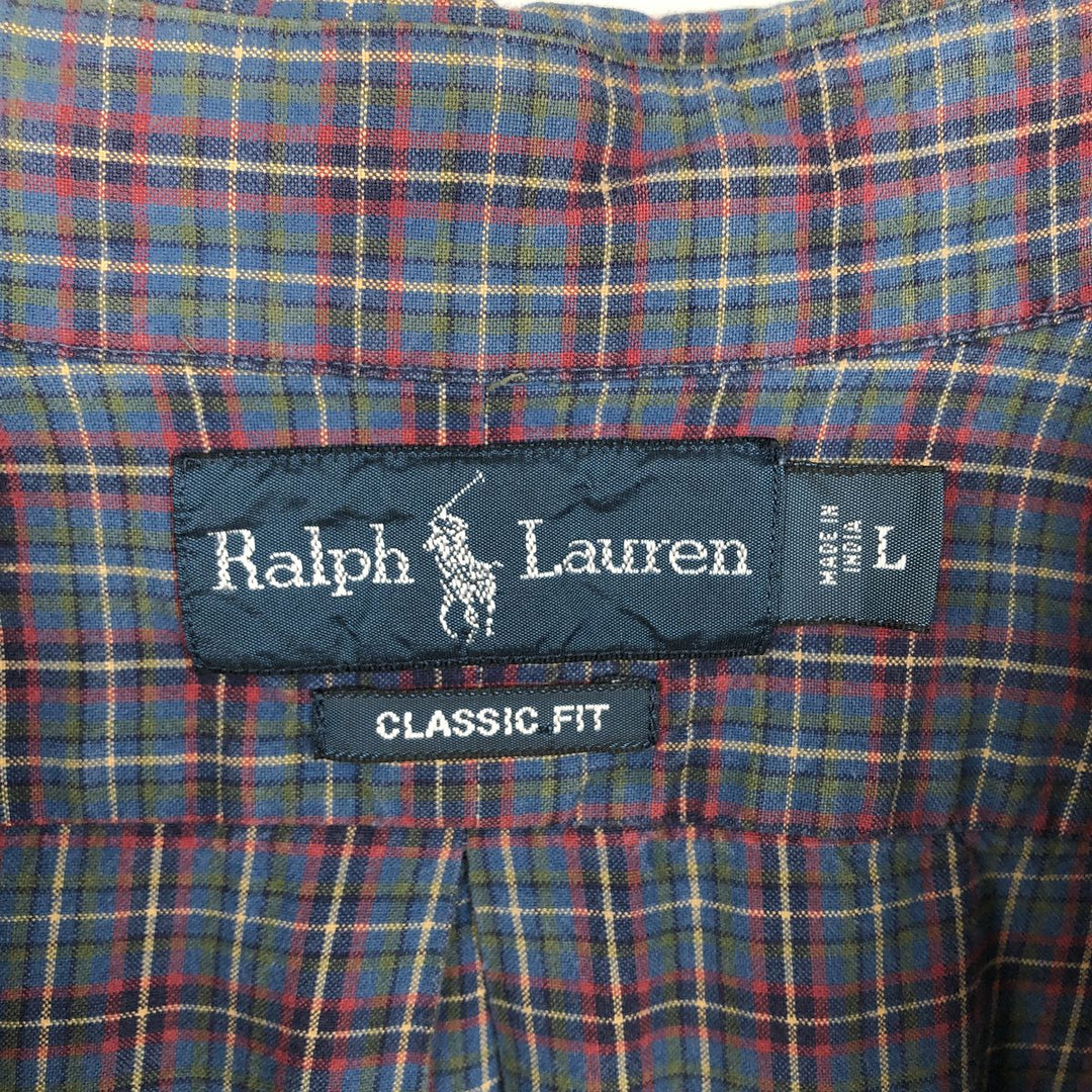Ralph Lauren Classic Fit Long Sleeve Button Down Check Shirt Men's Size L cotton red type Vintage Second Hand