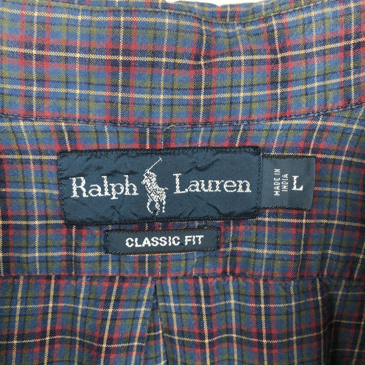 Ralph Lauren Classic Fit Long Sleeve Button Down Check Shirt Men's Size L cotton red type Vintage Second Hand