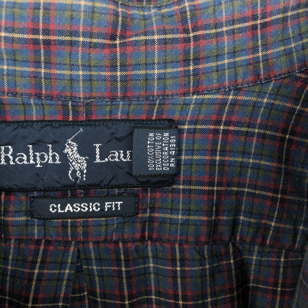 Ralph Lauren Classic Fit Long Sleeve Button Down Check Shirt Men's Size L cotton red type Vintage Second Hand