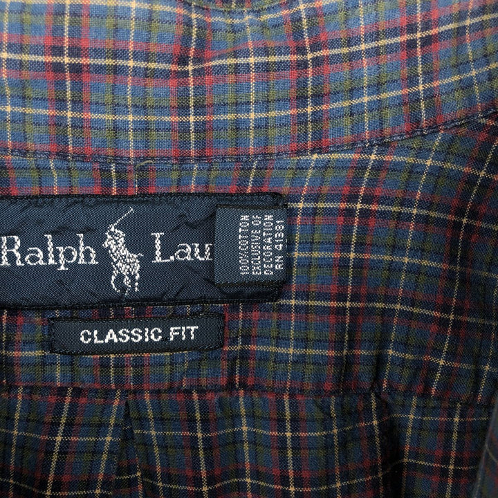 Ralph Lauren Classic Fit Long Sleeve Button Down Check Shirt Men's Size L cotton red type Vintage Second Hand