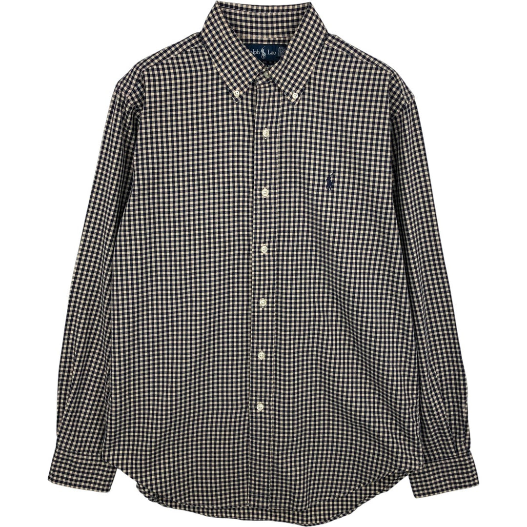 Ralph Lauren Classic Fit Gingham Check Long Sleeve Button Down Check Shirt Men's M cotton black type Vintage Second Hand