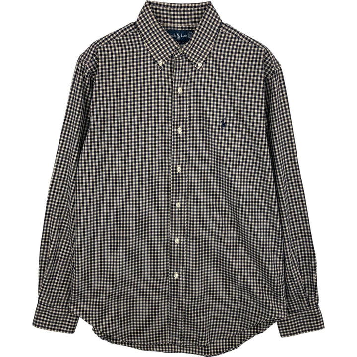 Ralph Lauren Classic Fit Gingham Check Long Sleeve Button Down Check Shirt Men's M cotton black type Vintage Second Hand