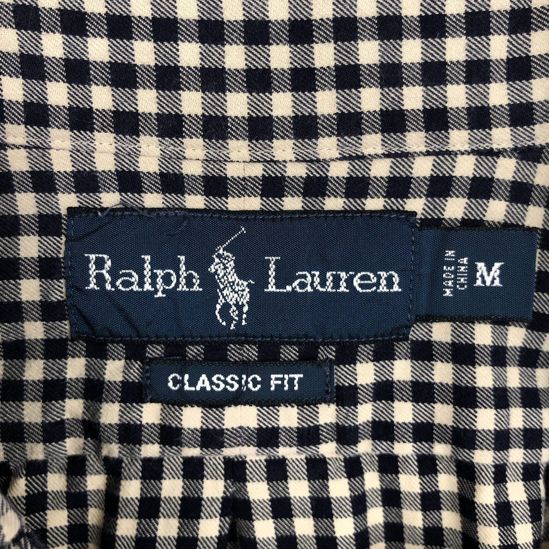 Ralph Lauren Classic Fit Gingham Check Long Sleeve Button Down Check Shirt Men's M cotton black type Vintage Second Hand