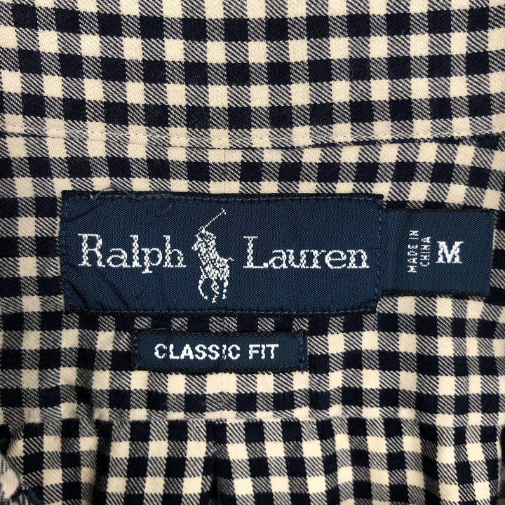 Ralph Lauren Classic Fit Gingham Check Long Sleeve Button Down Check Shirt Men's M cotton black type Vintage Second Hand