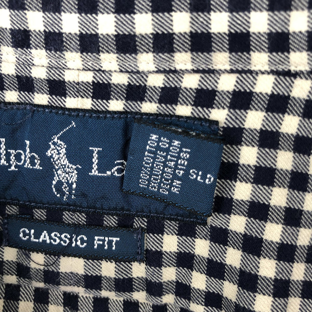 Ralph Lauren Classic Fit Gingham Check Long Sleeve Button Down Check Shirt Men's M cotton black type Vintage Second Hand