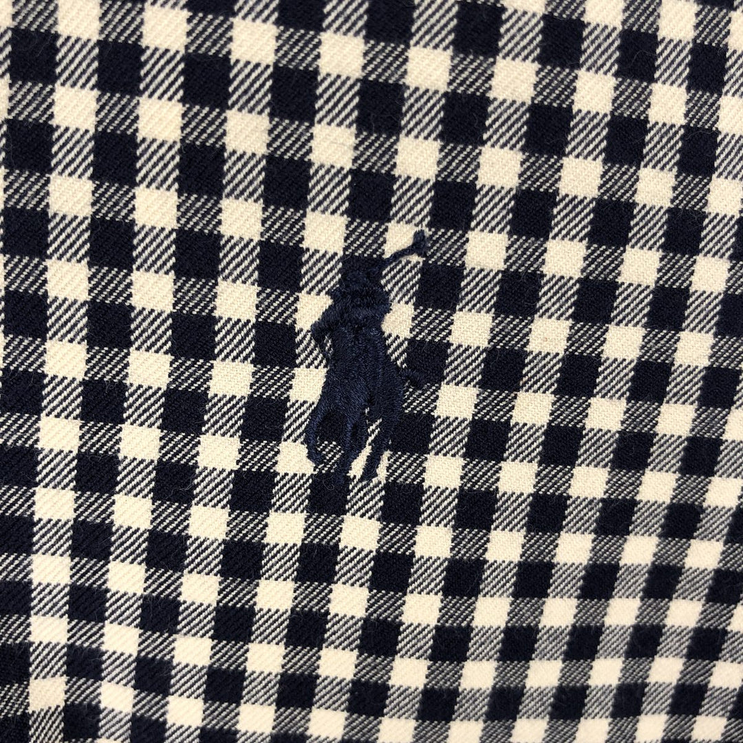 Ralph Lauren Classic Fit Gingham Check Long Sleeve Button Down Check Shirt Men's M cotton black type Vintage Second Hand