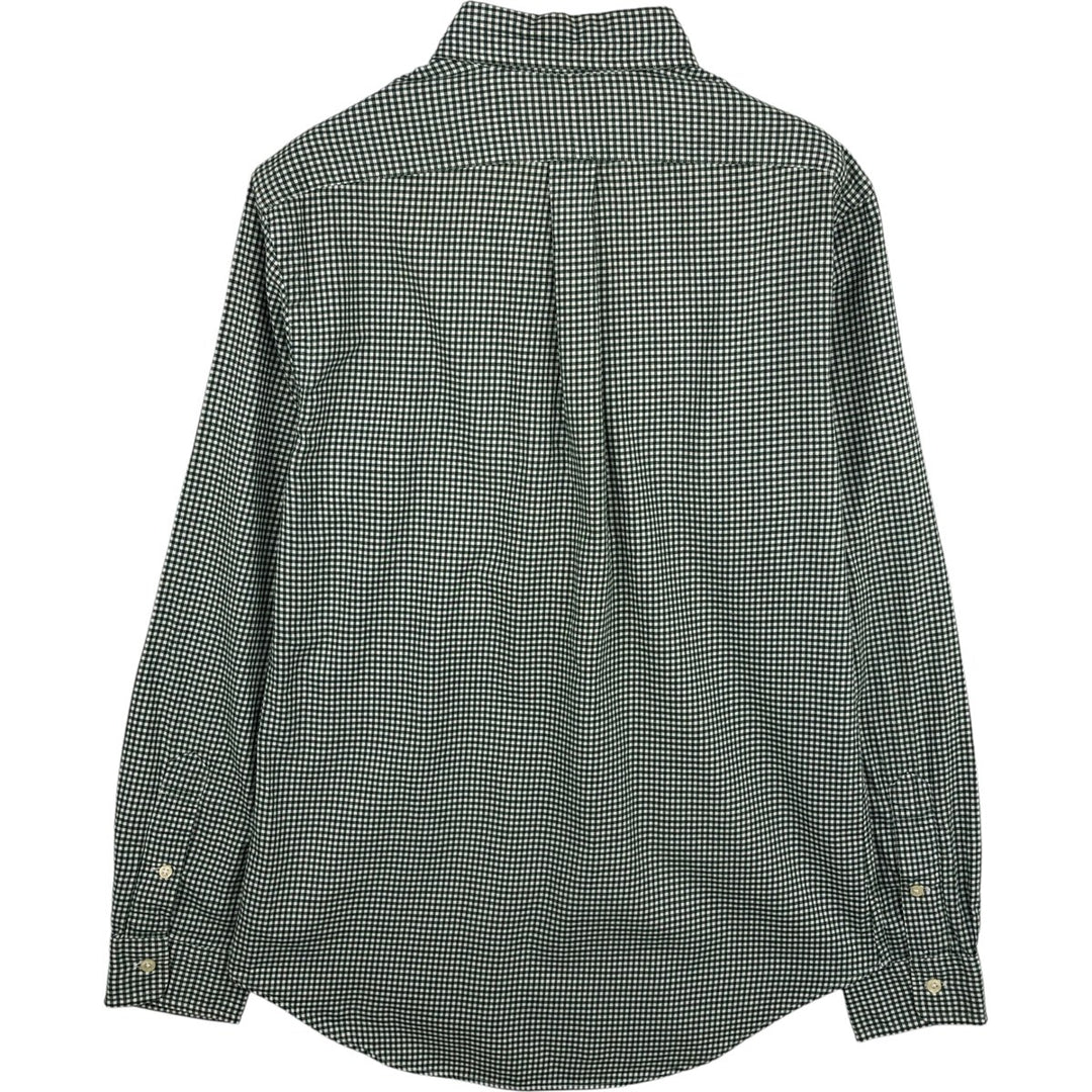 Ralph Lauren Slim Fit Gingham Check Long Sleeve Button-Down Shirt, Men's Size Medium cotton green type Vintage Second Hand