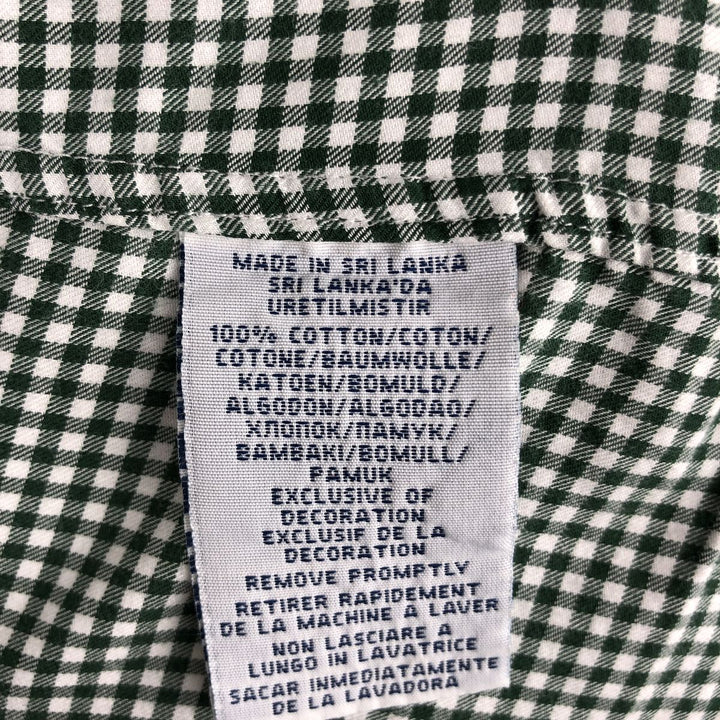 Ralph Lauren Slim Fit Gingham Check Long Sleeve Button-Down Shirt, Men's Size Medium cotton green type Vintage Second Hand
