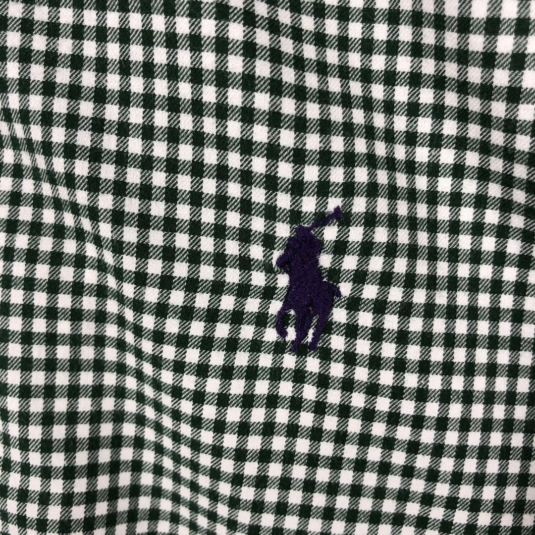 Ralph Lauren Slim Fit Gingham Check Long Sleeve Button-Down Shirt, Men's Size Medium cotton green type Vintage Second Hand