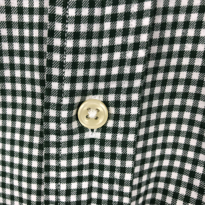 Ralph Lauren Slim Fit Gingham Check Long Sleeve Button-Down Shirt, Men's Size Medium cotton green type Vintage Second Hand
