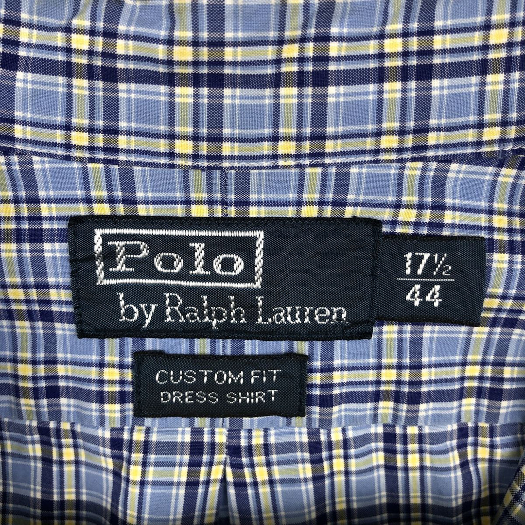 Ralph Lauren POLO by Ralph Lauren CUSTOM FIT long-sleeved button-down check shirt, men's size XL cotton Blue type light blue Vintage Second Hand