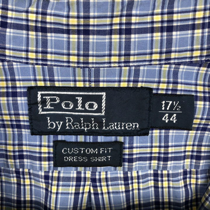 Ralph Lauren POLO by Ralph Lauren CUSTOM FIT long-sleeved button-down check shirt, men's size XL cotton Blue type light blue Vintage Second Hand