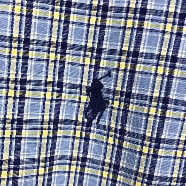 Ralph Lauren POLO by Ralph Lauren CUSTOM FIT long-sleeved button-down check shirt, men's size XL cotton Blue type light blue Vintage Second Hand