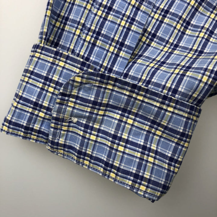 Ralph Lauren POLO by Ralph Lauren CUSTOM FIT long-sleeved button-down check shirt, men's size XL cotton Blue type light blue Vintage Second Hand