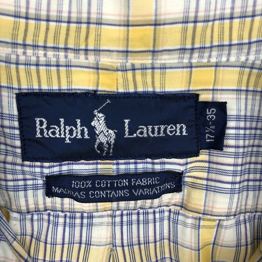 Ralph Lauren long sleeve button down check shirt, men's XL size cotton pale white type Vintage Second Hand