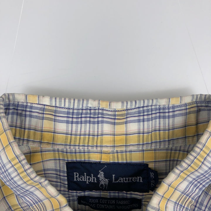 Ralph Lauren long sleeve button down check shirt, men's XL size cotton pale white type Vintage Second Hand