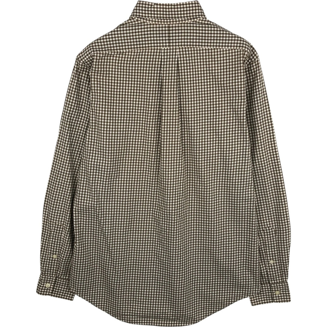 Ralph Lauren POLO by Ralph Lauren CUSTOM FIT Gingham Check Long Sleeve Button-Down Check Shirt, Men's Size Medium cotton Khaki type Vintage Second Hand