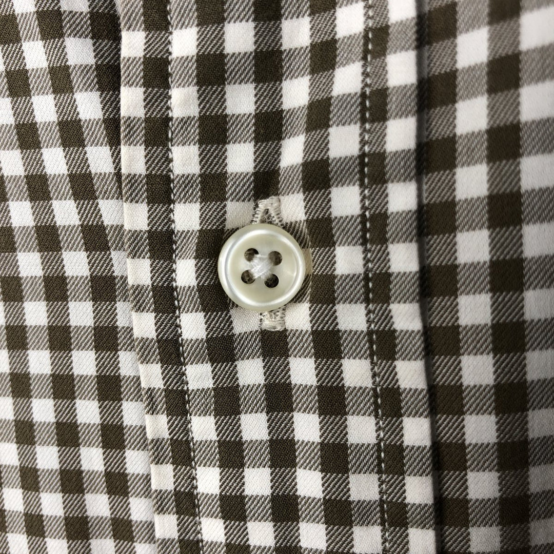 Ralph Lauren POLO by Ralph Lauren CUSTOM FIT Gingham Check Long Sleeve Button-Down Check Shirt, Men's Size Medium cotton Khaki type Vintage Second Hand
