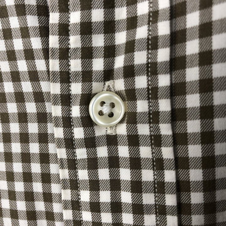Ralph Lauren POLO by Ralph Lauren CUSTOM FIT Gingham Check Long Sleeve Button-Down Check Shirt, Men's Size Medium cotton Khaki type Vintage Second Hand