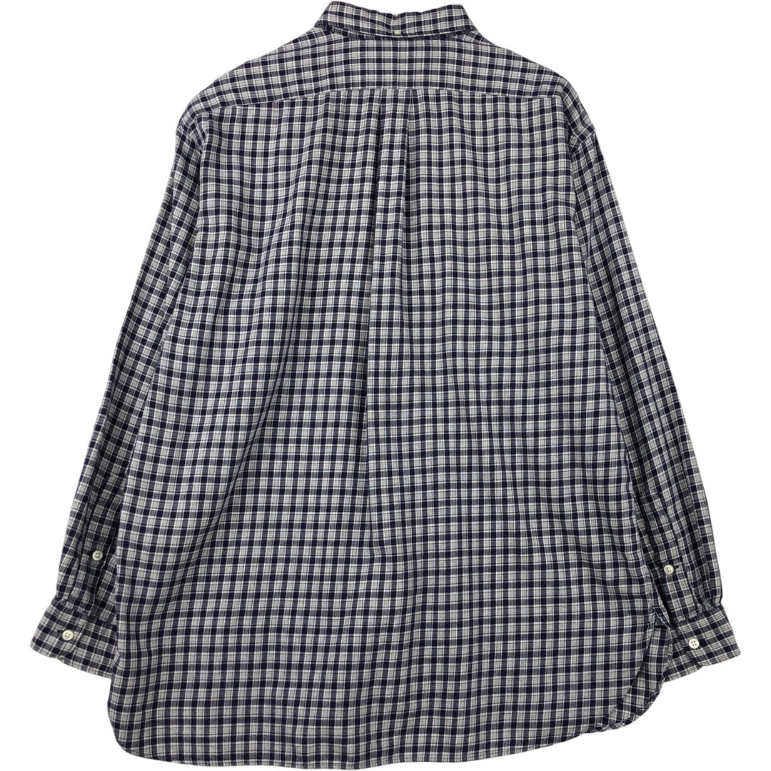 Ralph Lauren MCMEEL long-sleeved button-down check shirt, men's size XL cotton navy blue type Vintage Second Hand