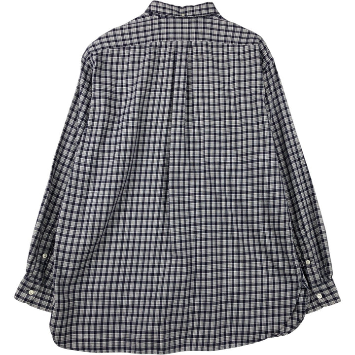 Ralph Lauren MCMEEL long-sleeved button-down check shirt, men's size XL cotton navy blue type Vintage Second Hand