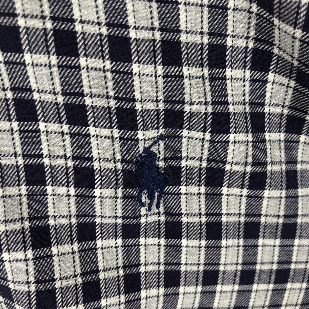 Ralph Lauren MCMEEL long-sleeved button-down check shirt, men's size XL cotton navy blue type Vintage Second Hand