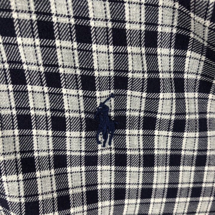 Ralph Lauren MCMEEL long-sleeved button-down check shirt, men's size XL cotton navy blue type Vintage Second Hand
