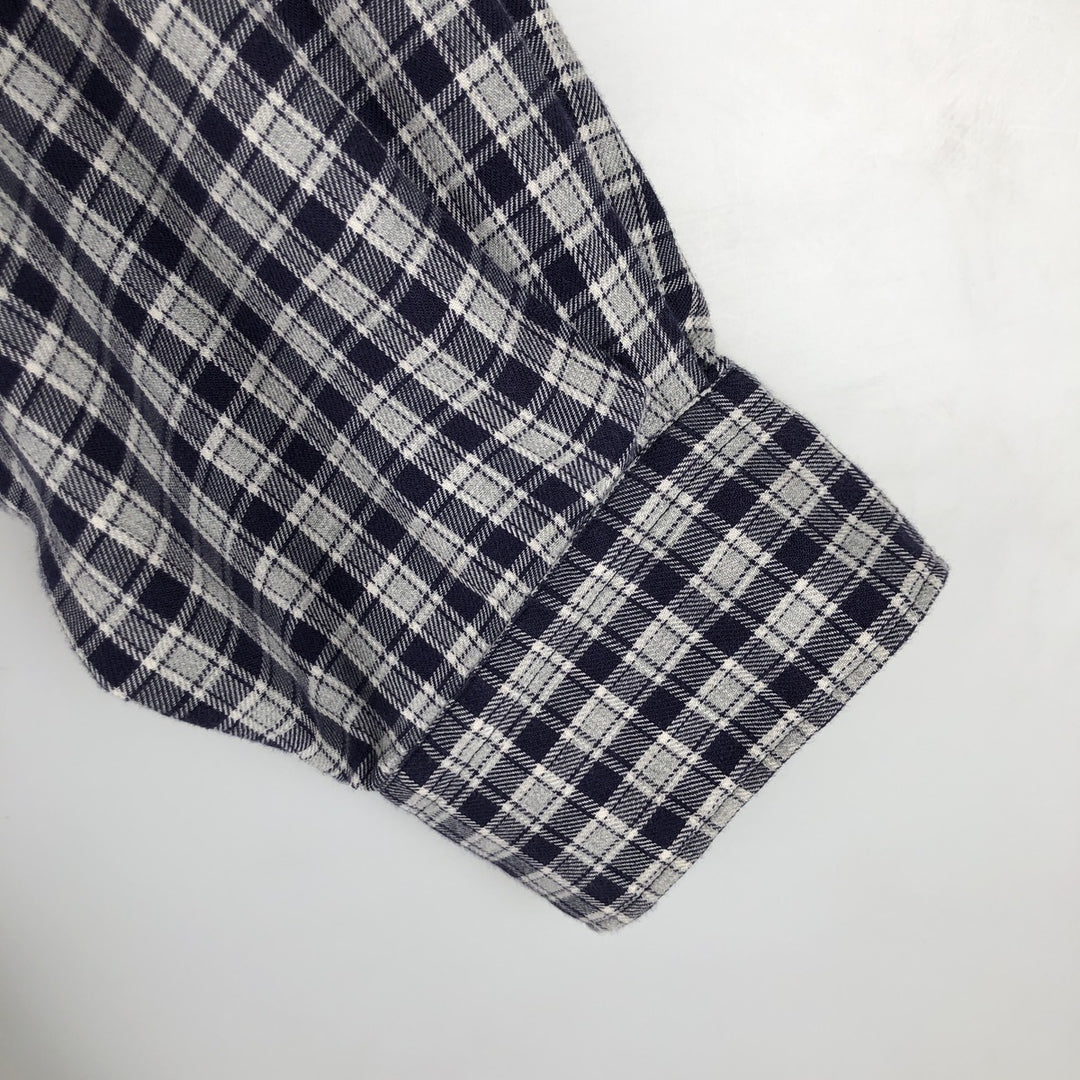 Ralph Lauren MCMEEL long-sleeved button-down check shirt, men's size XL cotton navy blue type Vintage Second Hand