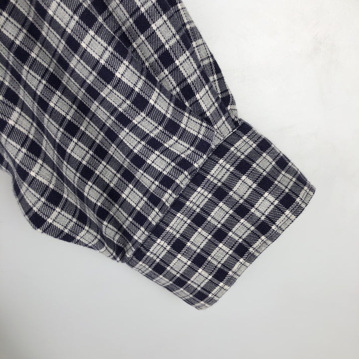 Ralph Lauren MCMEEL long-sleeved button-down check shirt, men's size XL cotton navy blue type Vintage Second Hand