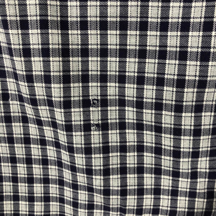 Ralph Lauren MCMEEL long-sleeved button-down check shirt, men's size XL cotton navy blue type Vintage Second Hand