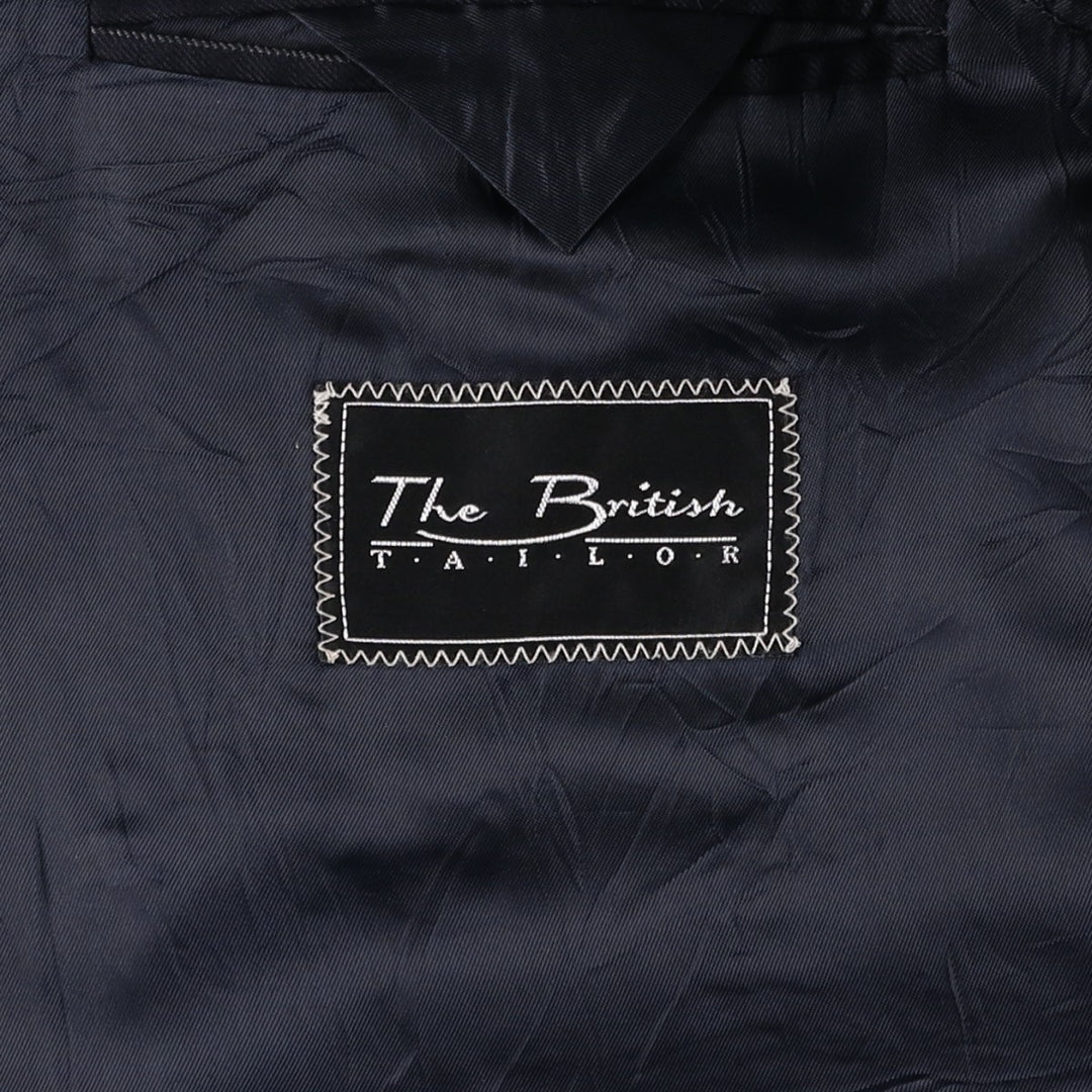 The British Tailor Stripe Pattern Peak Lapel Double-Breasted Wool Tailored Jacket, Made in the UK, Men's Size Medium wool navy blue type Vintage Second Hand